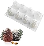 LATRAT Silikon-Gitterform im Zapfen-Design, Tannenzapfen 3D Mousse Form für Weihnachten, Verzieren Kuchen, Gelee, Süßigkeiten, Schokolade, Seife, Eiswürfel Usw, Weiß