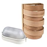 Sauna Beleuchtung Set Lampenschirm Sawo 917-VD aus Zeder mit E27 IP54 Saunalampe und 5m Silikonkabel SiHF