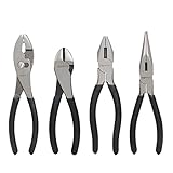 Amazon Basics Zangen-Set, inklusive Seitenschneider, 4 Stück, Schwarz und Silberfarben