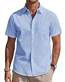 Alimens & Gentle Leinenhemd Herren Kurzarm Hemd Männer Leinen Shirt Regular Fit Freizeithemden Sommer Strand Tshirt