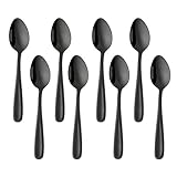 BISDARUN Teelöffel Set Schwarz 8 Stück Edelstahl Kaffeelöffel Mokkalöffel Kuchenlöffel 13,5 CM