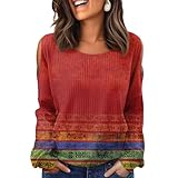 Troyer Damen,Pullover Damen Mit Cold Shoulder Sleeve -Stripes-Gradient Color-Wolle Blend Kurzarm Langarm Elegant Frühjahr Winter Strickpullover Rundhals Pulli Bluse Tops(Rot,XXL)