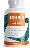 Taurin Kapseln 365x - optimal hochdosiert mit 2000 mg Taurin pro Tag - Taurin mit über 99,9% Reinheit - ohne Zusatzstoffe - laborgeprüft mit Zertifikat - Vorrat 6 Monate