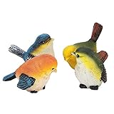 Nikou Vogel Dekoration, 4 Stück Harz Vogel Tierfigur, Niedlich Außen Innen Dekoration auf Rasen und Hof Ostern Weihnachtsdekoration Handwerk Ornament Haus Garten Deko