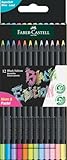FABER-CASTELL 116410 - Buntstifte Black Edition, Neon + Pastell Farben, 12er Etui