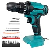 18V/21V System Akku Bohrschrauber,Ersatz für Makita 18V BL1860,Drehmoment auf 25+3 Stufen, Akkubohrer mit 26PCS Zubehöre,2-Gang,LED-Licht,für Haus und Garten DIY Projekt (Ohne Akku)