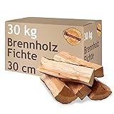 Brennholz Fichte Kaminholz 5-500 kg Holz 30 cm Für Ofen und Kamin Kaminofen Feuerschale Grill Feuerholz Holzscheite Wood Kammergetrocknet Flameup, Menge:30 kg