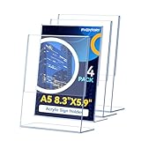 Fhintory Tischaufsteller A5, 4 Stück Acryl Aufsteller Din A5 Transparent, Werbeaufsteller Schräg L Ständer, Tisch Aufsteller für Büro, Geschäft, Restaurant, Hotel