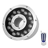 Tauchbare LED-Poollampe – LED-Ringbrunnenlicht, IP68 wasserdichte Mittelloch-Teichbeleuchtung, 12/24 V Unterwasser-Poollicht, LED-Teichlicht-Unterwasserbeleuchtung, mit ferngesteuerten Strahlern(6w(24