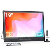 DESOBRY 19-Zoll Fernseher 1080P mit Antenne, Kleiner Fernseher mit HDMI/AVEingang USB-Anschluss, Tragbare MINI TV für Küche, Schlafzimmer, Camping und Wohnmobil (ohne Batterie)