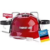 GOODS+GADGETS Trinkhelm Getränke Helm; Bauarbeiterhelm mit Trinksystem Getränkehalter; JGA Partyzubehör mit Dosenhalterung Gadget Scherzartikel