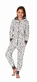 Normann Mädchen Schlafanzug Einteiler Jumpsuit Overall aus Coralfleece im Animal Look, Farbe:braun, Größe:164