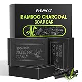 Bambuskohleseife, Salicylsäureseife, Reinigungsseife für Männer und Frauen mit Peelingpartikeln, AHA-Seife, Ölkontrolle, Porenverkleinerung, Mitesserentfernung, Geeignet für Gesicht und Körper, 3x100g