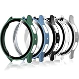Bigqin 5 Stück Schutzhülle Kompatibel mit Samsung Galaxy Watch 7 44mm, Hart PC Hülle mit Displayschutzfolie, HD Case Cover mit gehärtetem Glas - Silber/Schwarz/Blau/Transparent/Grau