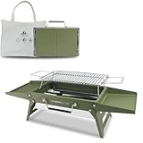Charmline 34x23cm Foldable Portable Holzkohlegrill, Kleiner Campinggrill Holzkohle, Picknickgrill Grill, BBQ Grill für Outdoor, Geeignet für Gärten, Strände, Rasenflächen und Tischplatten, Grün