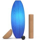 Balance Board Erwachsene,Holz Balance Board Set Mit Korkrolle,Kork Halbkugel und Gummiball,Balance-Trainer mit rutschfester Oberflächenbehandlung