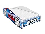 Kinderbett Autobett Auto Junior mit Lattenrost und Matratze 140x70 160x80 180x80 ACMA (160x80, 2 + Name)