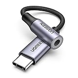 UGREEN USB C Klinke Adapter Aux USB C auf 3.5mm Kopfhörer Adapter mit DAC Chip kompatibel mit iphone15/15pro/15plus/15pro max, Galaxy S 24 Serie, iPad, P60/50/40/Mate 30 (Grau)