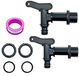 Ylinwtech 2 STK Wasserhahn 3/4 Zoll Kunststoff Ersatzhahn,Auslaufhahn Regentonne mit Dichtung,Wasserhahn für Regentonne,für Garten, Industrie, Zuhause