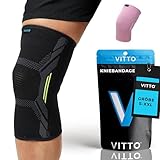 VITTO Kniebandage Männer/Damen - Bandage Knie zur Linderung von Knieschmerzen, Arthrose Knie, Meniskus und Kraftsport (M)