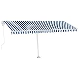 Standmarkise Automatisch 500x350 cm - Pulverbeschichtetes Aluminium & 100% Polyestergewebe mit PU-Beschichtung - Perfekter Sonnenschutz für Terrasse und Garten - Blau & Weiß