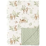 Koomuao JM-Babydecke,Winterdecke Neugeborenen 75x100cm,100% Baumwolle Musselin Schlafdecken,Kinderdecke Kinderwagen Blanket,Kinderwagendecke und Erstausstattung für Kleinkinder Mädchen Junge (Grün)