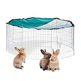 Relaxdays XL Freilaufgehege mit Netz-Abdeckung, für Hasen und Nager, Kleintiergehege mit Sonnenschutz, Ø 145cm, verzinkt