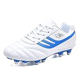 BOTEMAN Fussballschuhe Kinder Soccer Boots Jungen Fußballschuhe Mädchen Turnschuhe Trainingsschuhe Sportschuhe Stollen Kinderschuhe für Outdoor,Weiß,33 EU