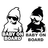 Baby an Bord Aufkleber Aufkleber, 2 Stück Sicherheit Vorsicht Zeichen für Autofenster, Babyschutz Baby-Autoaufkleber, Wasserdicht und Sonnenschutz, Schwarz und weiß, 14 * 9 CM