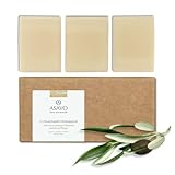 ASAVO Premium Olivenölseife, handgemachte BIO Seife mit extra-nativem Olivenöl, 100% Naturseife, Olivenseife ohne Parfümzusatz, vegan, 3x95g