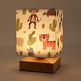 Wetry Nachttischlampe Kinder mit Tiere Motiv Lampenschirm Klein Tischlampe Dimmbares Nachtlicht Babyzimmer Schulanfang Geschenke Mädchen Jungen
