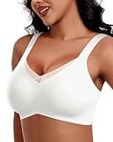 HORISUN Drahtlose Push-up-BHS, Bequeme, Nahtlose, unterstützende BHS, vollständig bedeckender BH, BHS in Übergröße für Damen (Weiß XL)