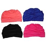 ibasenice 4Stücke Bademütze für Damen und Mädchen Große Badekappen für Langes Haar für Schwimmen Baden und Spa