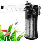 AQQA Aquarium Innenfilter, 3-in-1 Einstellbarer Durchfluss Aquarienfilter,Ultra leiser Aquariumpumpe Wasserpumpe für 55-120L Aquarien(L)