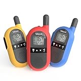 Talkpod Walkie Talkie 3er Set, Walkie Talkie Aufladbar für Erwachsene Kinder, 16 Kanäle Funkgeräte Set mit VOX, Walki Talki für Camping Wandern Geschenk (Rot+Gelb+Blau)