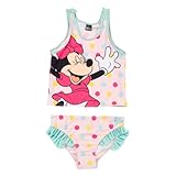 United Labels Disney Minnie Mouse Tankini für Mädchen mit Rüschen, Rosa Türkis, 110-116, Zweiteiliger Badeanzug, Bademode Kinder