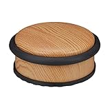 Relaxdays Türstopper Boden, für schwere Türen, Edelstahl, Gummi, flach, Holzoptik Bodenpuffer HxD 5 x 10,5 cm, hellbraun