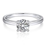 MomentWish Verlobungsring Damen, 1 Karat Solitär 925 Sterling Silber Moissainte Ringe D Farbe VVS1 Muttertagsgeschenk mit Geschenkbox Gra Zertifikat-Größe57