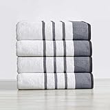 Great Bay Home Dekoratives Badetuch-Set, gekämmte Baumwolle, 4er-Pack, 137 x 68 cm, luxuriöse, ultraweiche, langlebige Handtücher für Badezimmerdekoration (Marokkanisches Blau/Dezember-Himmel)