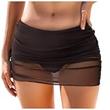 Generisch Damen-Bikinihose mit hoher Taille, Badehose, Strandshorts, gerüschte Unterseite, hoch geschnittene Badehose, vollständig bedeckende Badeanzughose, Sport-Yoga-Shorts, Badehose (Black, XL)