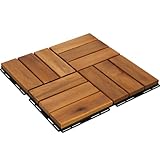 BURI 1m² Holzfliesen Terrassenfliesen Fliesen Holz Mosaik 30x30 cm - Balkonfliesen wetterfest aus Akazienholz mit Stecksystem Akazie Klicksystem für Terrasse Balkon 11 Stück