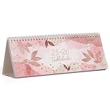 Tischkalender 2025 2026 - Tischkalender 2025 2026 Quer von März 2025 bis August 2026, Tischkalender 2025 2026 Quer 1 Woche 2 Seiten, Kalender 2025 2026 Tischkalender mit Mondphasen - Rosa Goldblatt