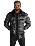 OZONEE Herren Lederjacke Kunstlederjacke Winterjacke Kunstleder Jacke Winter Bikerjacke Übergangsjacke Herrenjacke Leder Echtlederjacke Echtleder Wildleder Biker 777/2156K SCHWARZ L