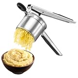 VonShef Kartoffelstampfer – Lebensmittelechte Edelstahl Kartoffelpresse mit Silikongriff – Spülmaschinengeeignete Obst- und Gemüsepresse, Robuste Lebensmittelpresse für Kartoffelbrei