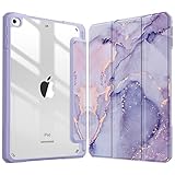 Fintie Hybrid Hülle Kompatibel mit iPad mini 5 2019 / iPad mini 4 7,9 Zoll - [Eingebauter Stifthalter] Stoßfeste Abdeckung mit Transparent Klar Hartschalen Rückseite Schutzhülle, Lila Marmor