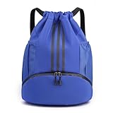 RainbowJise Multifunktionaler großer Rucksack für Sport-Trainingsgeräte, Basketballzubehör, blau, Kordelzug, Basketballtasche mit Schuhfach (blau)