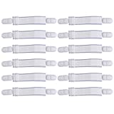 KICHOUSE 12 Stück Spannbettlaken Befestigungsbänder aus Breitem Gummi Verstellbare Matratzenclips für Glatte Faltenfreie Bettlaken und Decken rutschfeste Bettlakenhalter für Haus Küche