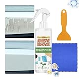 Klebstoffentferner-Set – 100 ml, multifunktionaler Kleberreiniger, entfernt Aufkleber, Etiketten, Klebebandrückstände mit Schaber und Handtuch | Aufkleberrückstandsentferner für Autoglasfensterfliesen