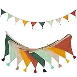 Wimpelkette Outdoor, Kaluofan 2 Stück wimpelketten Bunt,Girlande Outdoor,Wimpelkette Stoff Kinderzimmer Babyzimmer Deko für Girlande Kinderzimmer Deko, Hausbett, Babybett, Wanddeko (Morandi Braun)