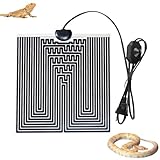 CJBIN Heizmatte Terrarium, 28W Heizmatte mit Thermostat, Verstellbares Heizkissen für Reptilien mit Temperaturregelung, für Reptilien,Schlangen,Eidechsen, Aquarienheizkissen (28 * 28cm, 0-50℃)